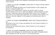 This Is The Answer Key For The Figurative Language Poem 7 A Lady By