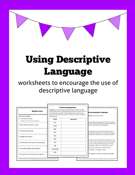 Using Descriptive Language Worksheets To Encourage Colourful Word 