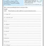 Using Personification Figurative Language Worksheets