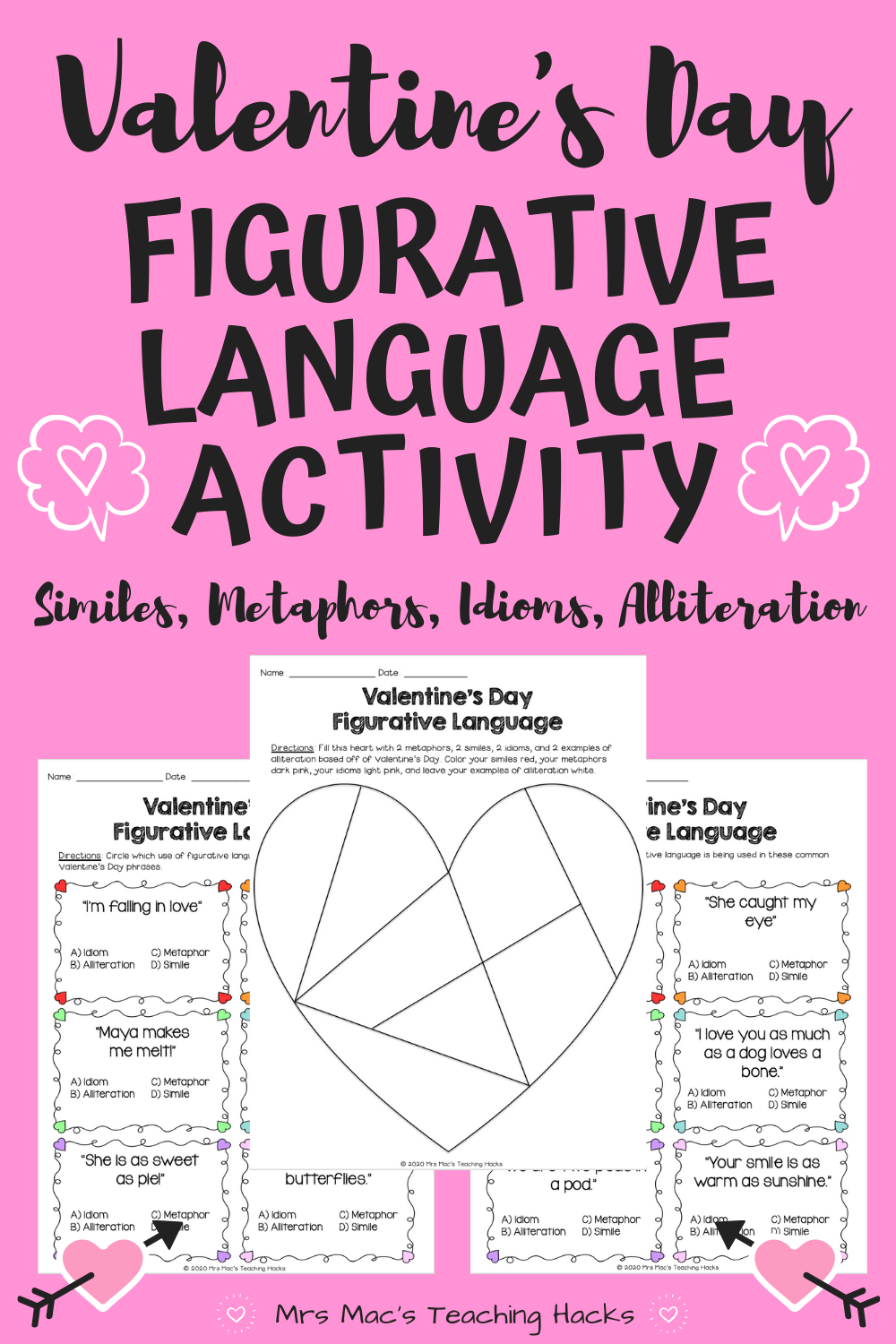 Valentine s Day Figurative Language Activity Figurative Language 