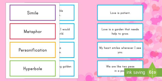 Valentine s Day Figurative Language Sorting Cards Valentine s Day USA