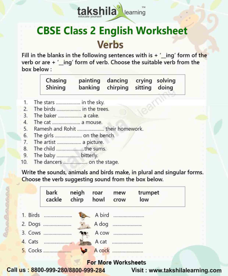 English Language Worksheet For Class 2