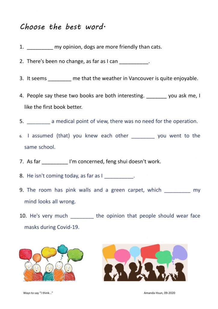 Ways To Say I Think Worksheet Language Worksheets Ways To Say I Think Worksheet Language Worksheets