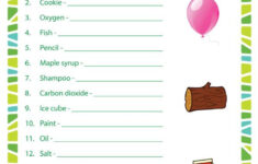 What s The Matter Printable Science Worksheet For 3rd Grade