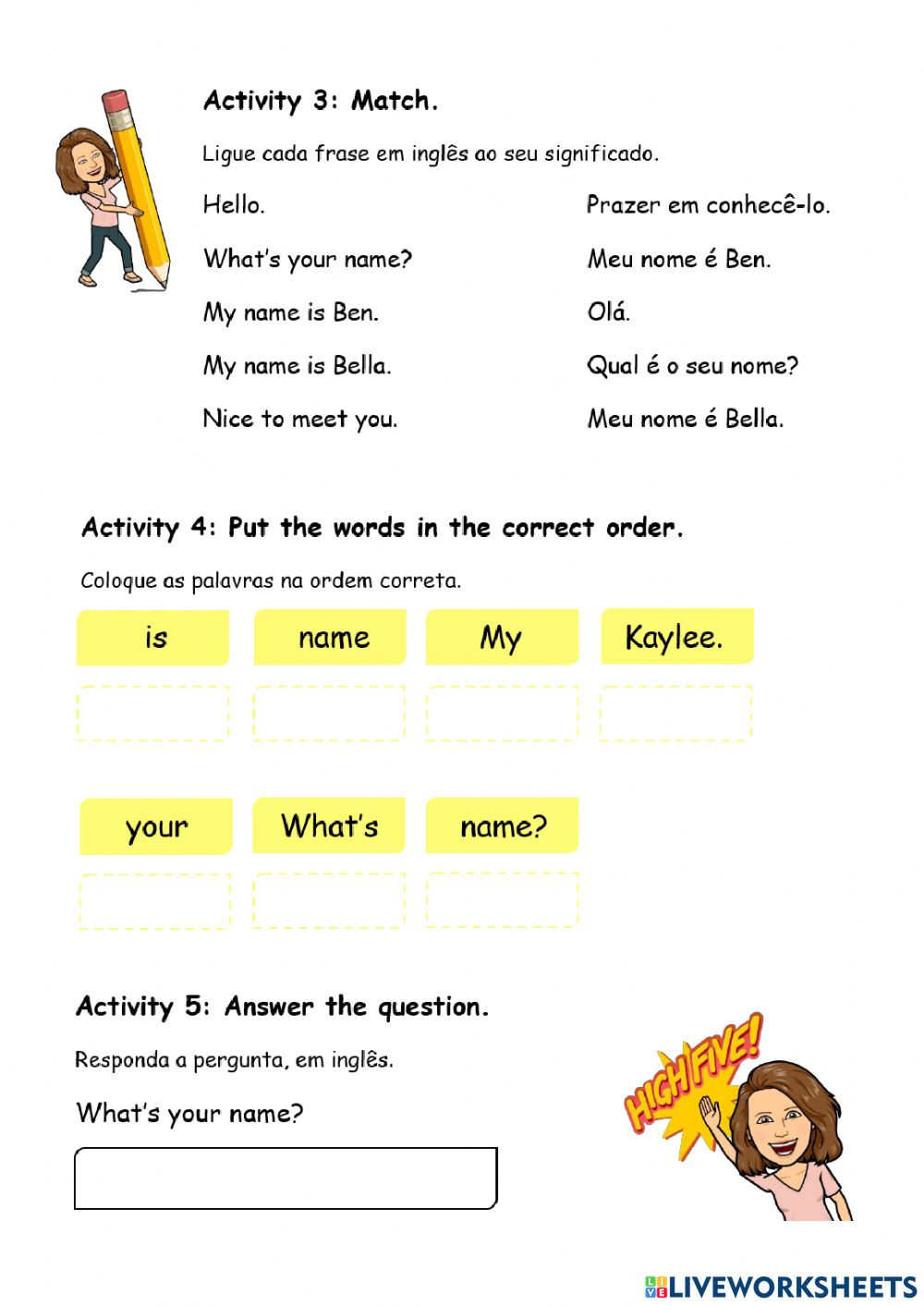 What s Your Name English As A Second Language ESL Worksheet