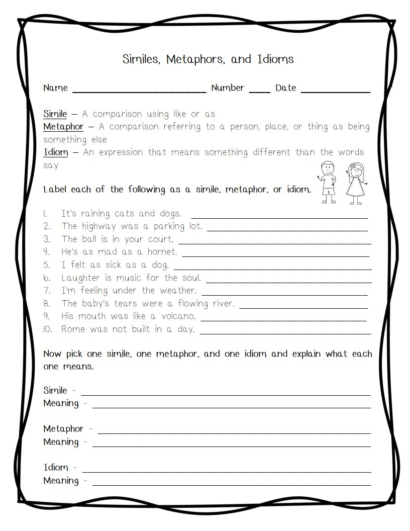 Worksheet Figurative Language Worksheets 5th Grade Grass Fedjp 