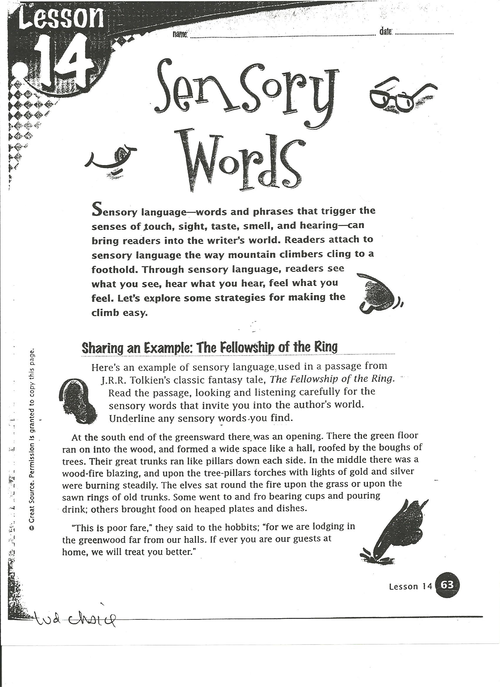 Worksheet Sensory Words Worksheet Grass Fedjp Worksheet Study Site