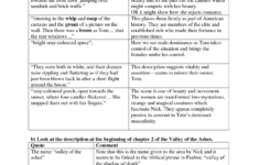 Worksheets For Great Gatsby The Great Gatsby Chapter Two Student s