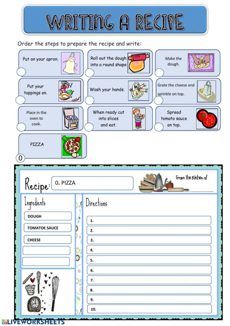 Recipe Language Worksheet | Language Worksheets
